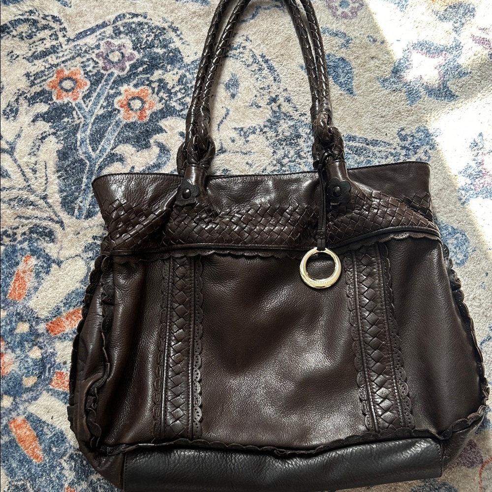 Chocolate Brown genuine leather  Women's Tote Bag